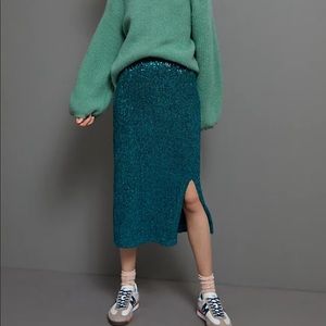 Anthropologie Maeve Alicia Sequined Midi Skirt